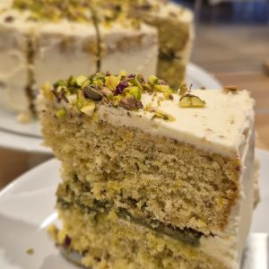CJ's pistachio, lemon and cardamom cake